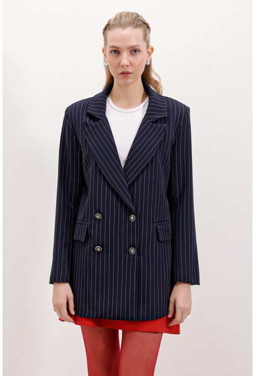 0699 Çizgili Blazer Ceket
