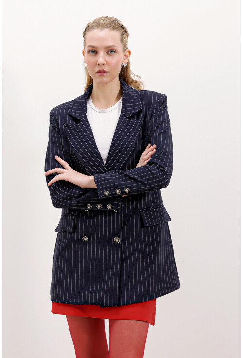0699 Çizgili Blazer Ceket