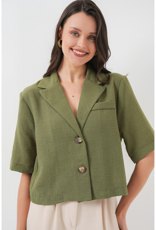 0706 Crop Linen Jacket