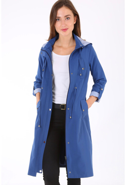 10229 KAPŞONLU UZUN TRENCHCOAT
