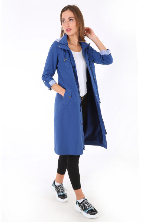 10229 KAPŞONLU UZUN TRENCHCOAT