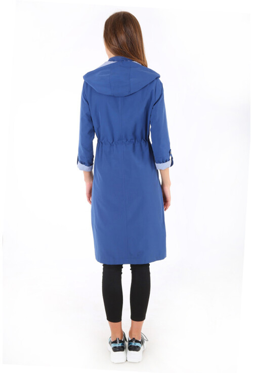 10229 KAPŞONLU UZUN TRENCHCOAT
