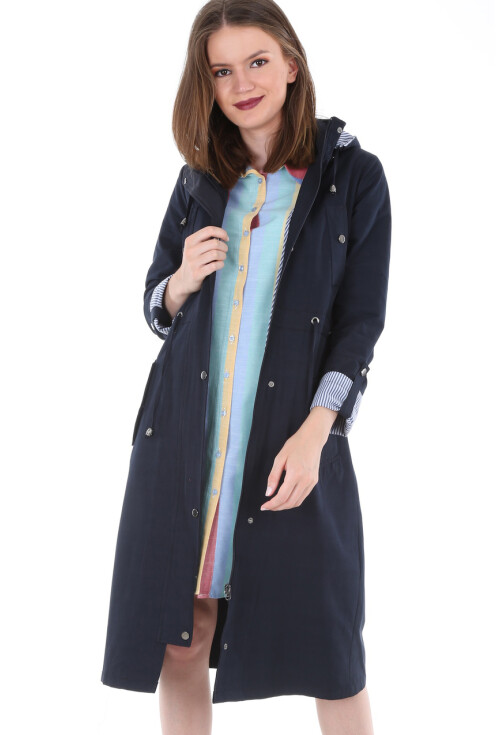 10229 KAPŞONLU UZUN TRENCHCOAT