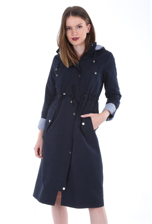 10229 KAPŞONLU UZUN TRENCHCOAT