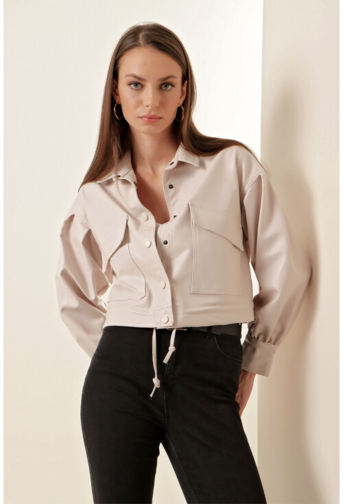1031 Crop Deri Ceket