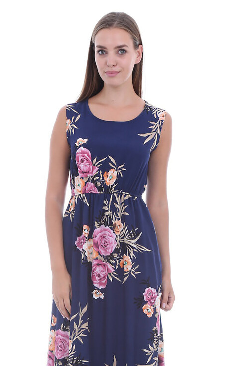 1513 BELİ LASTİK DESENLİ ELBİSE