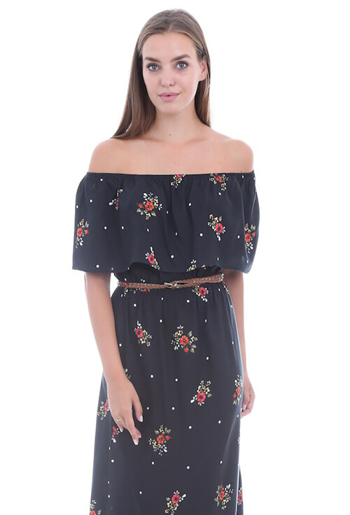 1515 OMUZ AÇIK DESENLİ ELBİSE
