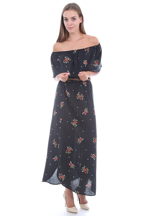 1515 OMUZ AÇIK DESENLİ ELBİSE