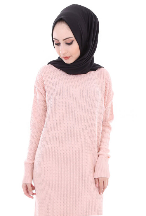 15436 ÖRME TRİKO TESETTÜR ELBİSE