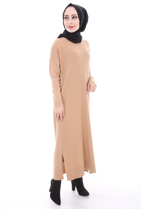 15436 ÖRME TRİKO TESETTÜR ELBİSE