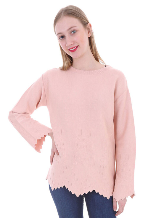 15576 ETEKLERİ ZİKZAK DESENLİ KAZAK