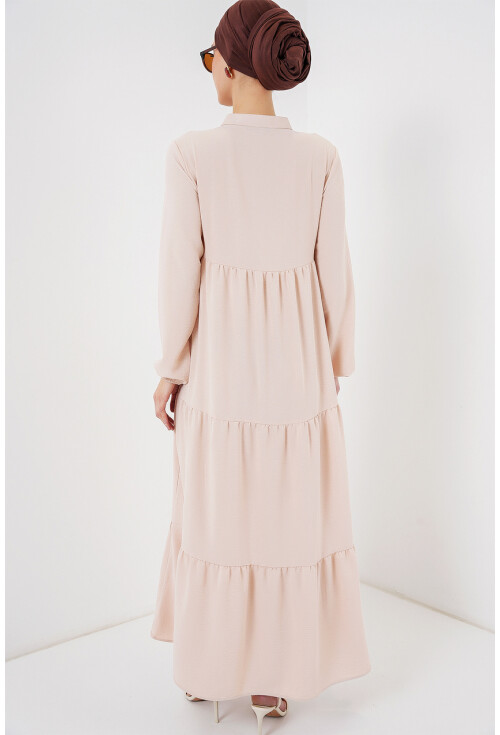 1627 Hijab Dress With Lace-Up Collar