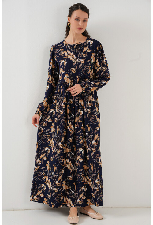 1947 Desenli Uzun Elbise