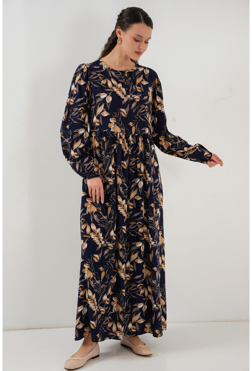 1947 Desenli Uzun Elbise