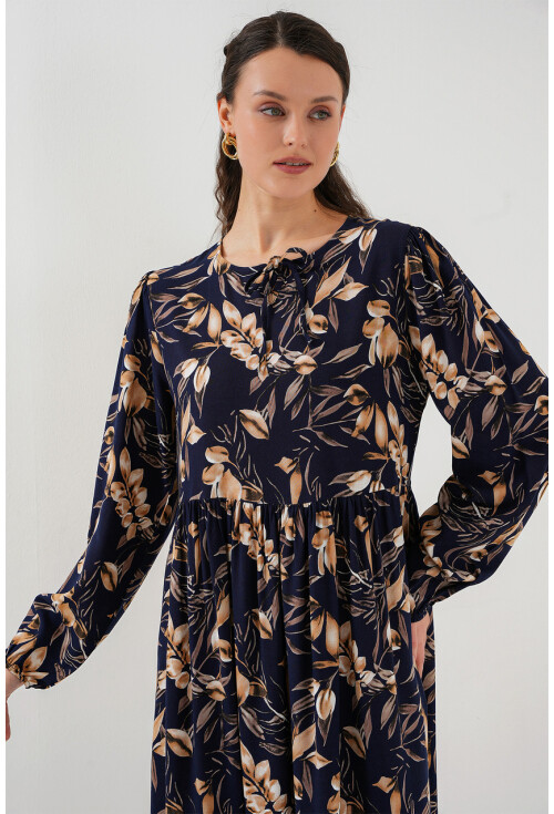 1947 Desenli Uzun Elbise