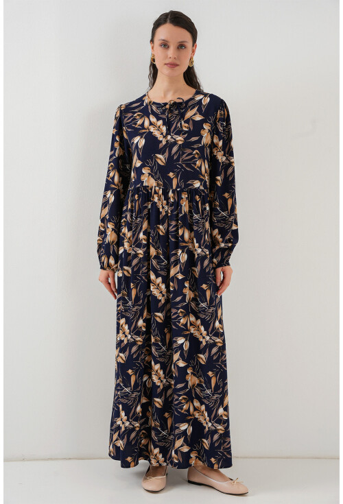 1947 Desenli Uzun Elbise