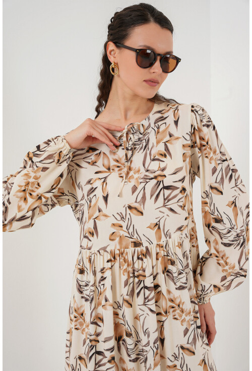 1947 Desenli Uzun Elbise