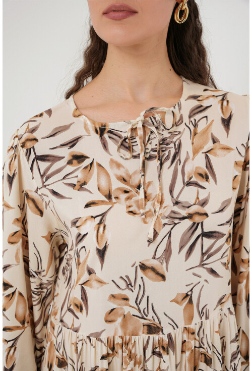 1947 Desenli Uzun Elbise