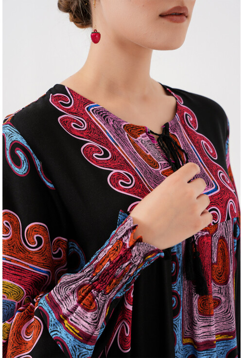 1947 Desenli Uzun Elbise