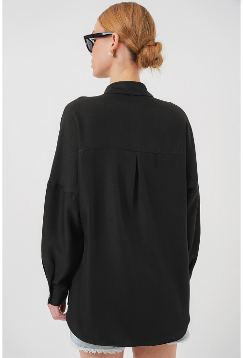 20126 Oversize Keten Gömlek