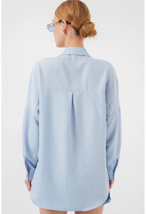 20126 Oversize Keten Gömlek