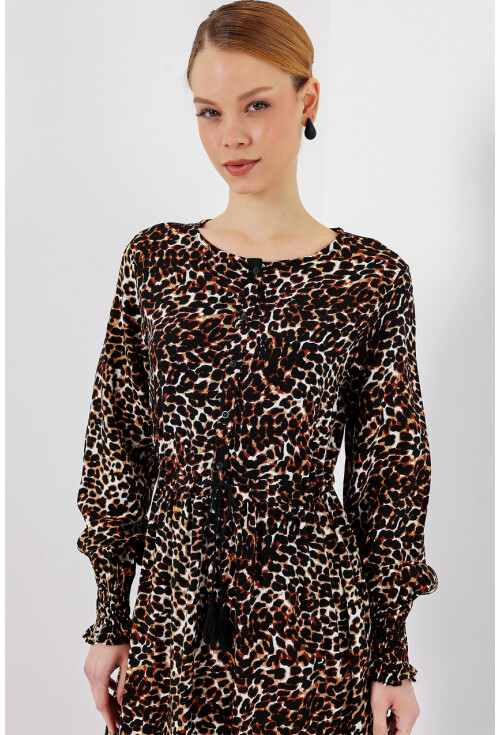 2145 Desenli Tesettür Elbise