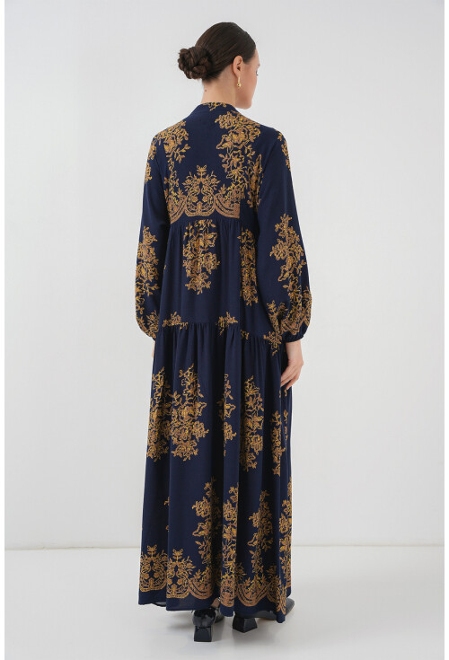 2423 Otantik Desenli Elbise