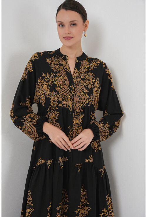 2423 Otantik Desenli Elbise