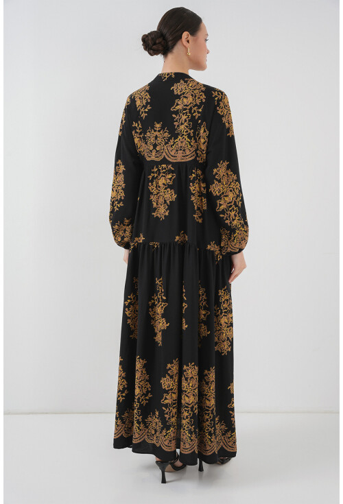 2423 Otantik Desenli Elbise