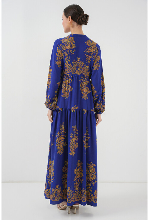 2423 Otantik Desenli Elbise