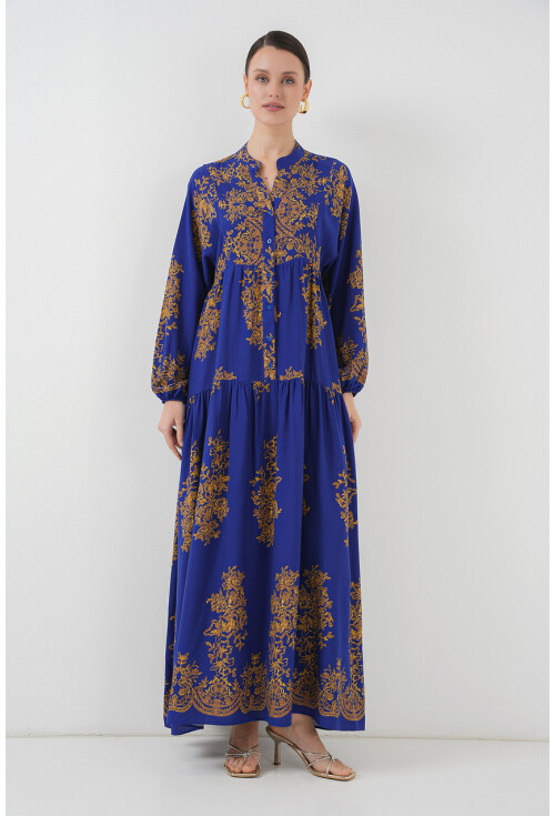 2423 Otantik Desenli Elbise