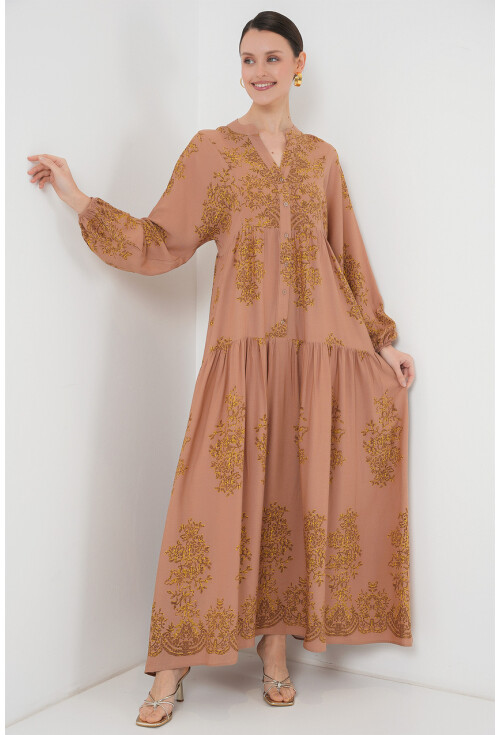 2423 Otantik Desenli Elbise