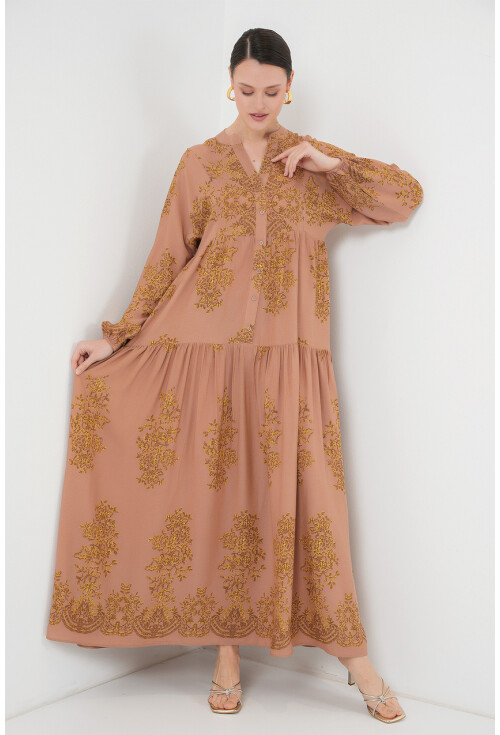 2423 Otantik Desenli Elbise