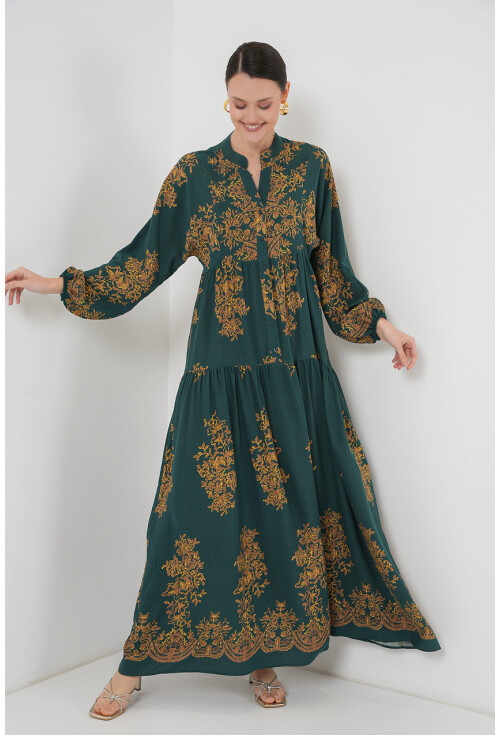 2423 Otantik Desenli Elbise