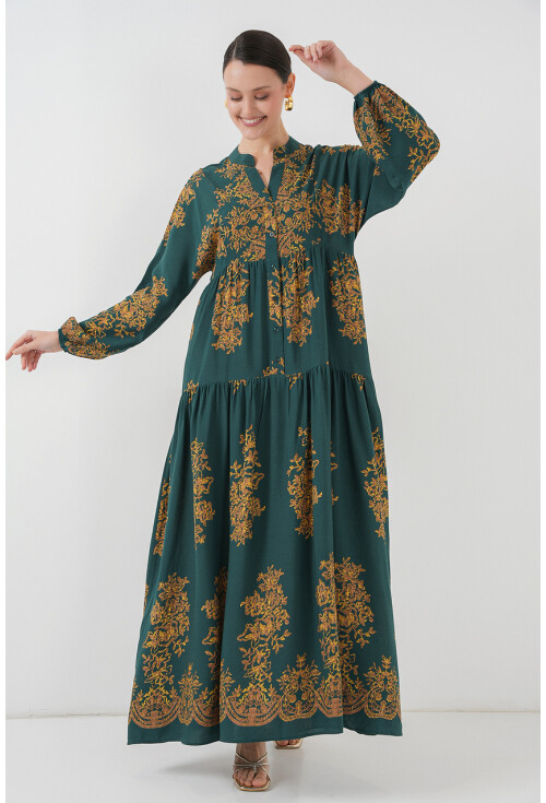 2423 Otantik Desenli Elbise