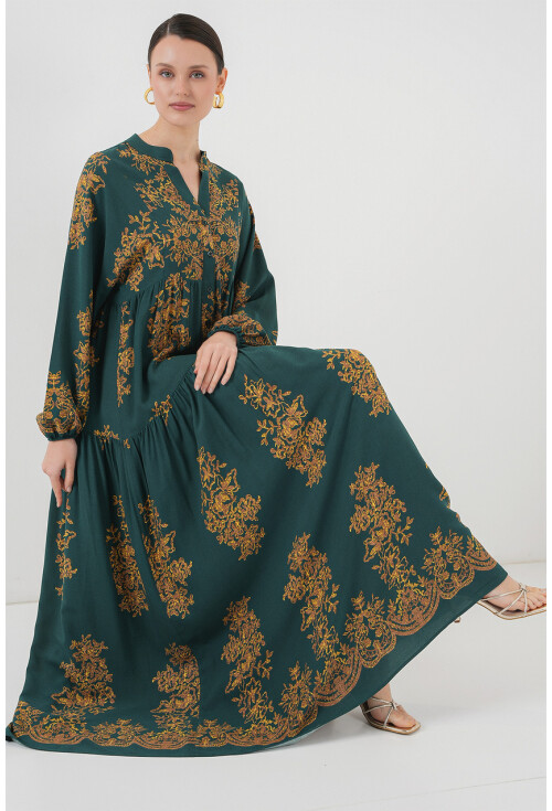 2423 Otantik Desenli Elbise