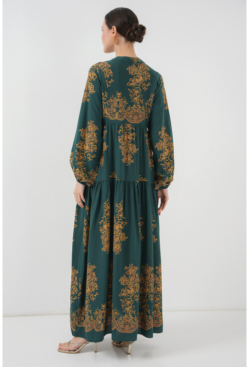 2423 Otantik Desenli Elbise