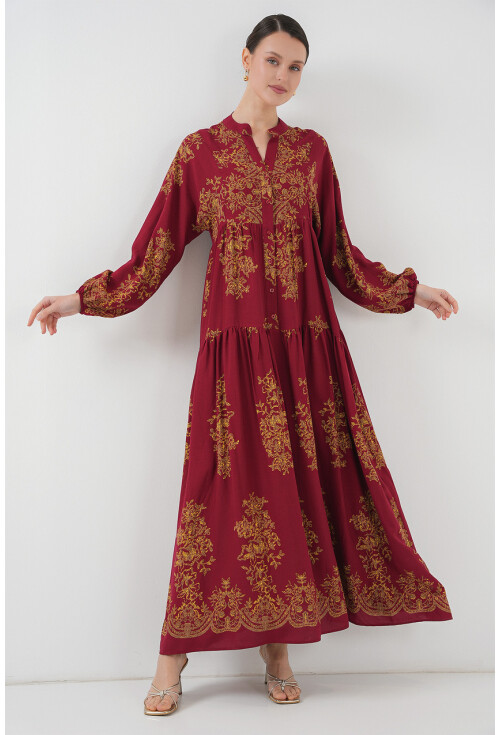 2423 Otantik Desenli Elbise