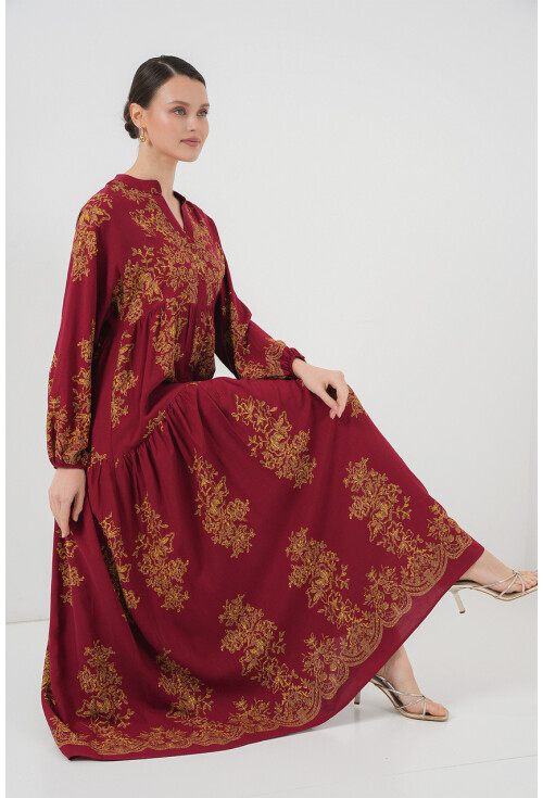 2423 Otantik Desenli Elbise