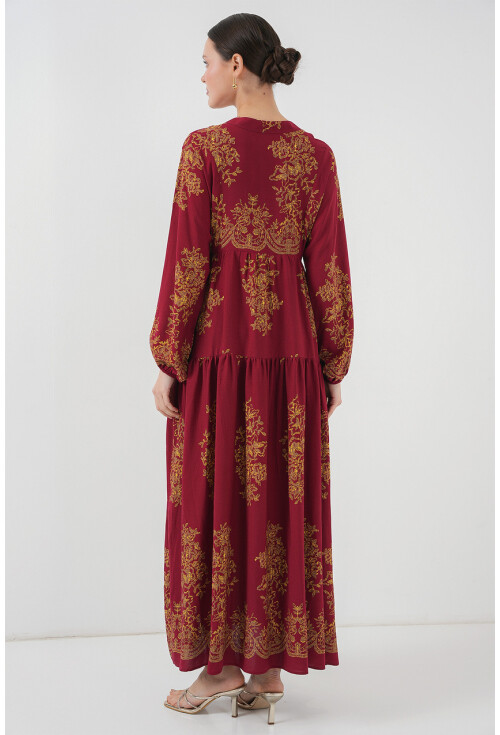 2423 Otantik Desenli Elbise