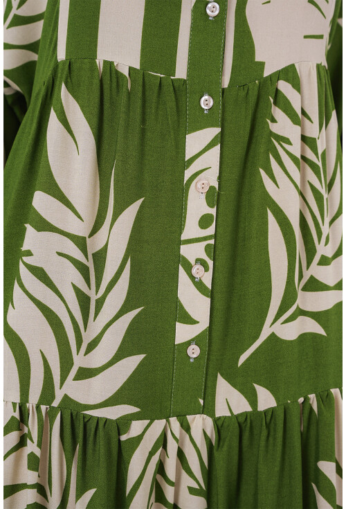 2423 Otantik Desenli Tesettür Elbise