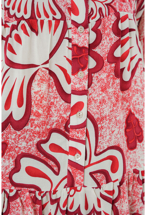 2423 Otantik Desenli Tesettür Elbise