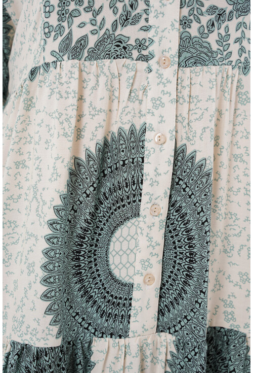 2423 Otantik Desenli Tesettür Elbise