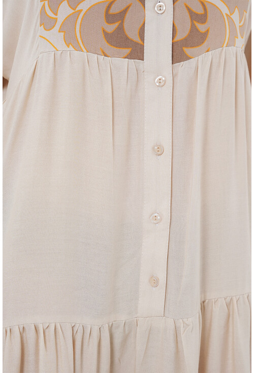 2423 Otantik Desenli Tesettür Elbise