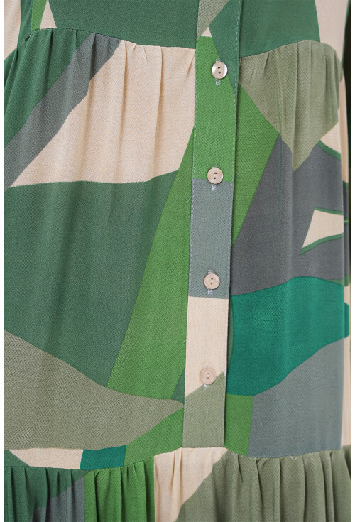 2423 Otantik Desenli Tesettür Elbise