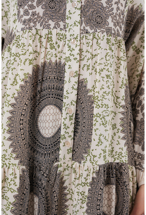 2423 Otantik Desenli Tesettür Elbise