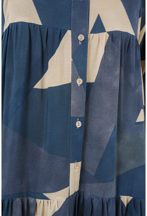 2423 Otantik Desenli Tesettür Elbise