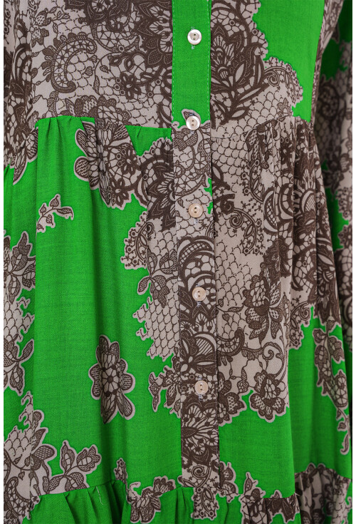 2423 Otantik Desenli Tesettür Elbise