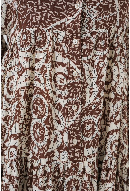 2423 Otantik Desenli Tesettür Elbise