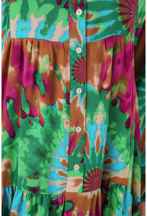 2423 Otantik Desenli Tesettür Elbise